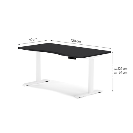 Biurko elektryczne czarny/biały HIRA, 120x60 cm