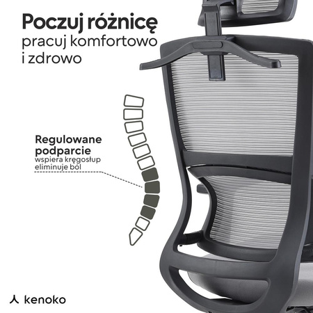 Fotel biurowy ergonomiczny szary Oribu