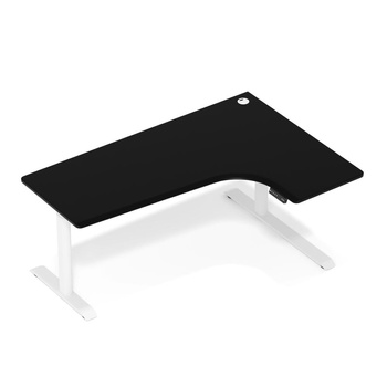 Biurko elektryczne narożne prawostronne Sanuki czarny/biały, 160x110x60 cm