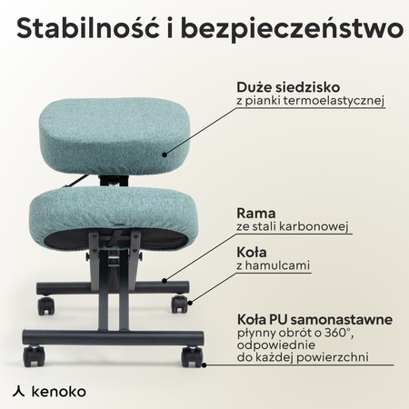 Klękosiad lniany ciemny turkusowy HIRAGI