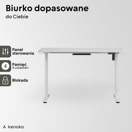 Biurko elektryczne biały IBUKI, 160x80 cm
