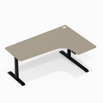 Biurko elektryczne narożne beżowy/czarny prawostronne Sanuki, 160x110x60 cm