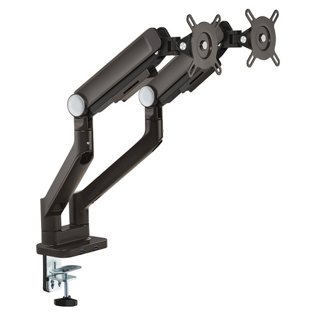 Podwójny uchwyt do monitora 17-32 cali czarny/kawowy matowy - materiałowy KAMO