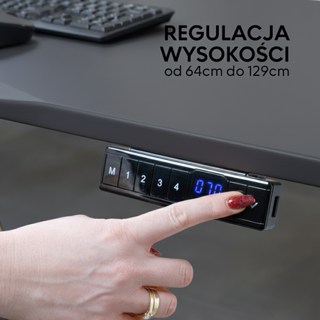 Biurko elektryczne szary/biały HIRA, 120x60 cm