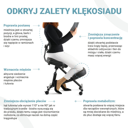 Klękosiad O'KNEEL LINEN SZARY + jasnoróżowy lniany pokrowiec GRATIS