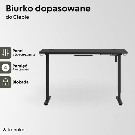 Biurko elektryczne czarny IBUKI, 120x60 cm