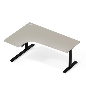 Biurko elektryczne narożne beżowy/czarny lewostronne Sanuki, 160x110x60 cm