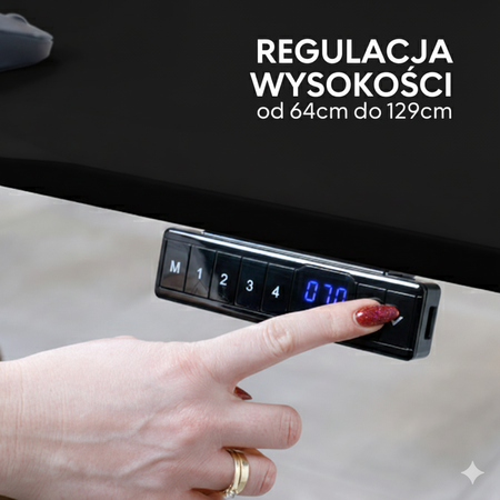 Biurko elektryczne czarny/szary HIRA, 160x80 cm