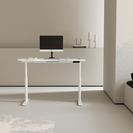 Biurko elektryczne biały HIRA, 140x70 cm + maskownice GRATIS