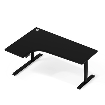 Biurko elektryczne narożne czarne lewostronne Sanuki,  160x110x60 cm