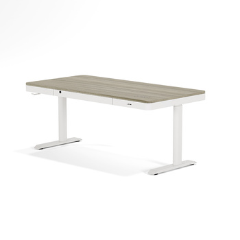 Biurko elektryczne wiąz/biały DEWA, 160x80 cm