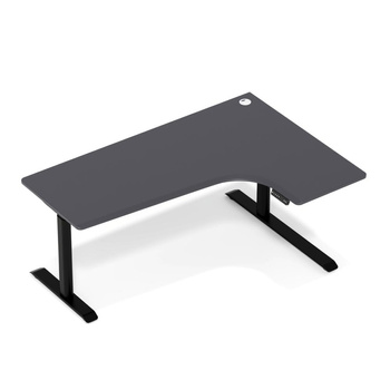 Biurko elektryczne narożne prawostronne Sanuki szary/czarny, 160x110x60 cm