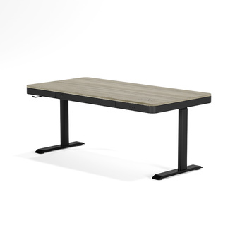 Biurko elektryczne wiąz/czarny DEWA, 140x70 cm
