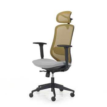 Fotel biurowy ergonomiczny żółty/szary SUGI