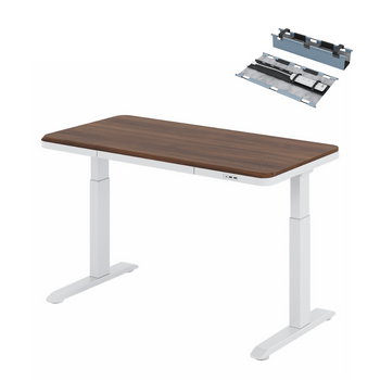 Biurko z elektrycznie regulowanym blatem O'DESQUE SLIM orzech 114,5x58,8 cm + maskownica na kable niebieska GRATIS
